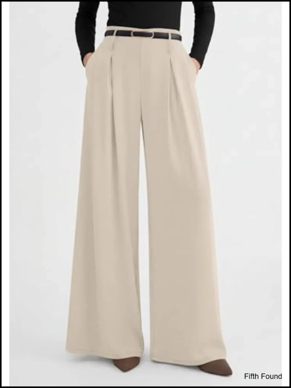 High Waisted Wide Leg Dress Pants Pleated Slacks Flowy Business Work Palazzo